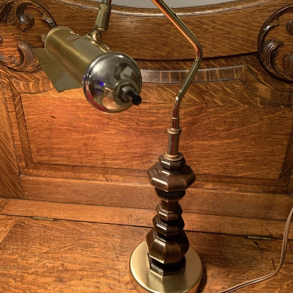 Vintage Organ/Piano Lamp Brass And wood 18in Tall x 12in